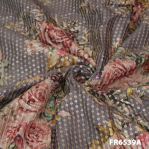 Printed Sequins Viscose Fabric-FR6539